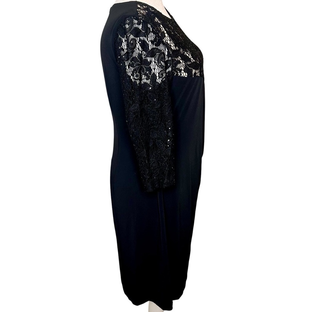 Tahari ASL Black Lace Cocktail Dress with Side Ruching Plus Size 14W - Picture 7 of 12